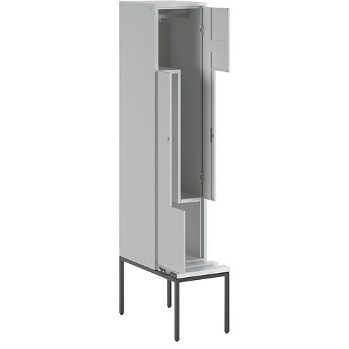 4250618251301 - Z-Garderobenschrank mit Sitzbank HxBxT 2140 x 400 x 500 mm 2 Abteile Türen lichtgrau 4250618251301 - Z-Garderobenschrank mit Sitzbank HxBxT 2140 x 400 x 500 mm 2 Abteile Türen lichtgrau