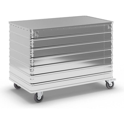 4260257922586 - Gmöhling Gmbh - Alu-Kastenwagen glatte Oberfläche LxBxH 1280x730x935mm mit Deckel und Schlössern