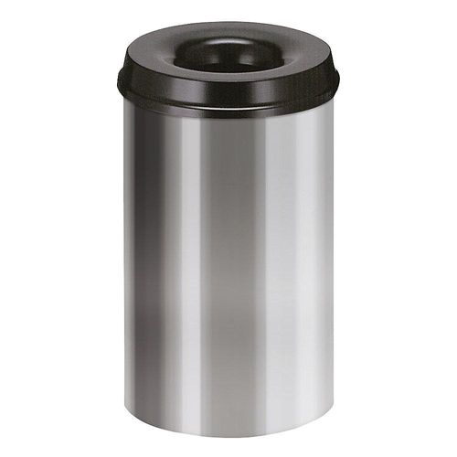 8713631023127 - Sicherheits-Papierkorb Stahl selbstlöschend Volumen 20 l HxØ 426 x 260 mm Korpus alusilber   Löschkopf schwarz kaiserkraft