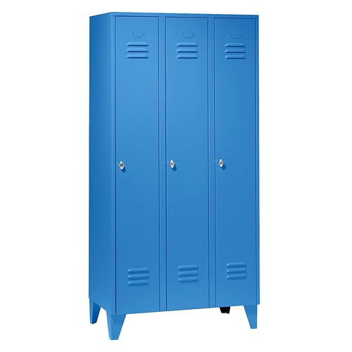 4250618226477 - Stahlspind mit Stollenfüßen Abteile schrankhoch Vollwandtüren Abteilbreite 300 mm 3 Abteile lichtblau 4250618226477 - Stahlspind mit Stollenfüßen Abteile schrankhoch Vollwandtüren Abteilbreite 300 mm 3 Abteile lichtblau