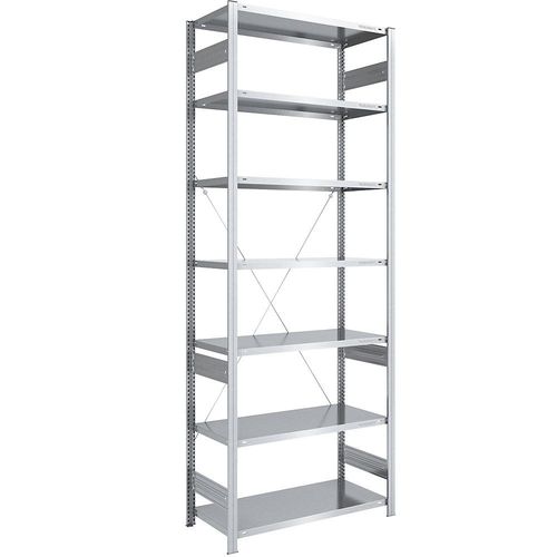 4061753024435 - eurokraft pro Lager-Steckregal verzinkt Bauart mittelschwer Regalhöhe 3000 mm Grundregal Breite x Tiefe 1000 x 600 mm 4061753024435 - eurokraft pro Lager-Steckregal verzinkt Bauart mittelschwer Regalhöhe 3000 mm Grundregal Breite x Tiefe 1000 x 600 mm