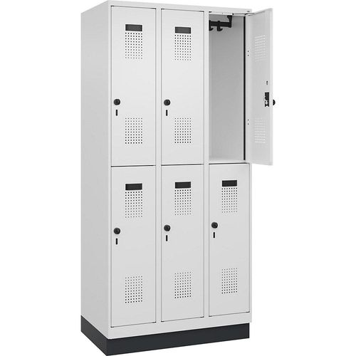 4067521949078 - Doppelstock-Spind Evolo PLUS 3 Abteile verkehrsweiß B 900 mm mit Bodensockel Drehriegel