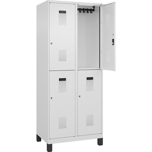 4068192037019 - Doppelstock-Spind Evolo PLUS 2 Abteile verkehrsweiß B 800 mm mit breiten Füßen Zylinderschloss 4068192037019 - Doppelstock-Spind Evolo PLUS 2 Abteile verkehrsweiß B 800 mm mit breiten Füßen Zylinderschloss