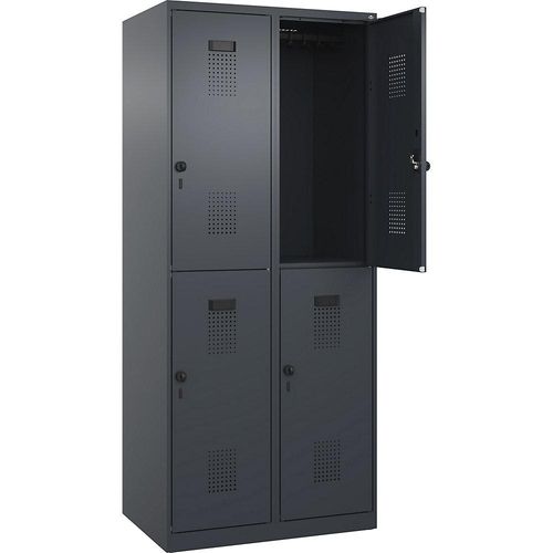 4067521944288 - Doppelstock-Spind Evolo PLUS 2 Abteile grau B 800 mm mit Bodengleitern Drehriegel C+P