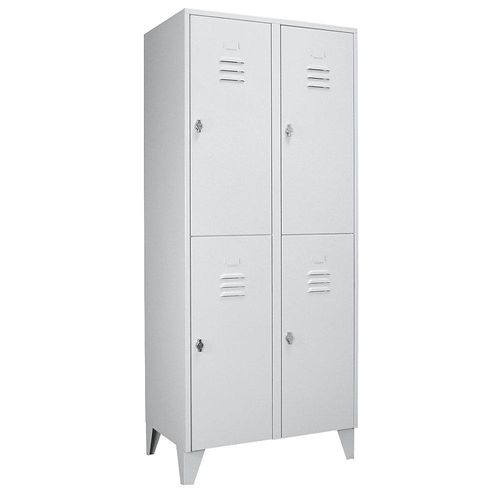 4250618224794 - Stahlspind mit Stollenfüßen Abteile halbhoch Vollwandtüren Abteilbreite 400 mm 4 Fächer lichtgrau 4250618224794 - Stahlspind mit Stollenfüßen Abteile halbhoch Vollwandtüren Abteilbreite 400 mm 4 Fächer lichtgrau