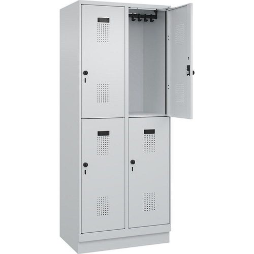 4067521940945 - Doppelstock-Spind Evolo PLUS 2 Abteile lichtgrau B 800 mm mit Bodensockel Drehriegel