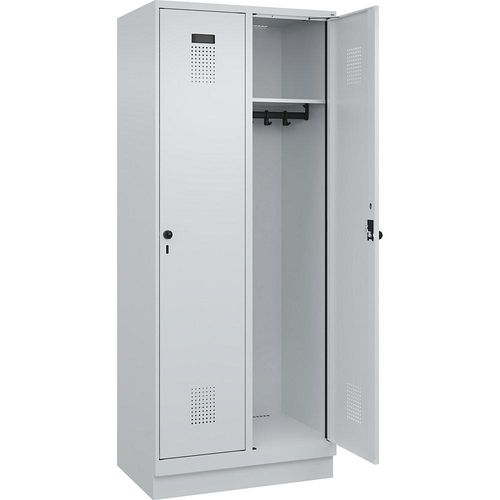 4067521940457 - Spind Evolo PLUS 2 Abteile lichtgrau B 800 mm mit Bodensockel Drehriegel