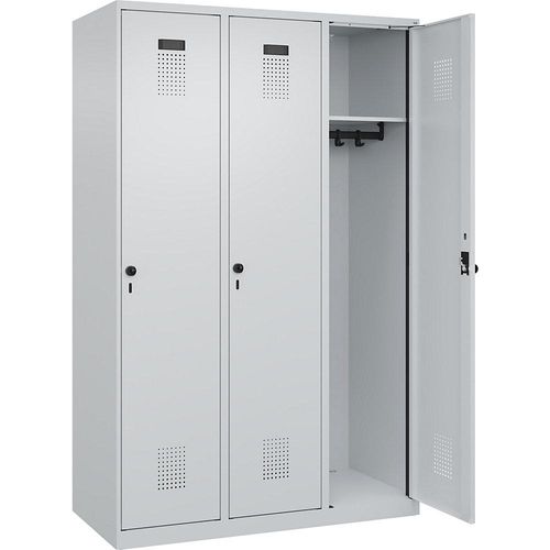 4067521939932 - Kleiderspind Evolo Plus 3 Abteile 400 mm breit Drehriegel Soft-Anschlag B 1200 x T 500 x H 1850 m lichtgrau lichtgrau