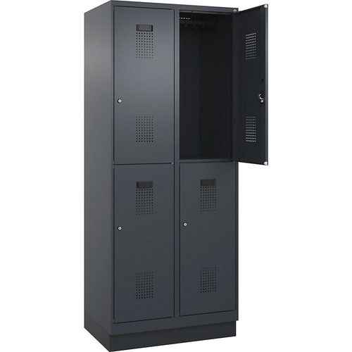 4067521997208 - Doppelstock-Spind Evolo PLUS 2 Abteile grau B 800 mm mit Bodensockel Zylinderschloss 4067521997208 - Doppelstock-Spind Evolo PLUS 2 Abteile grau B 800 mm mit Bodensockel Zylinderschloss