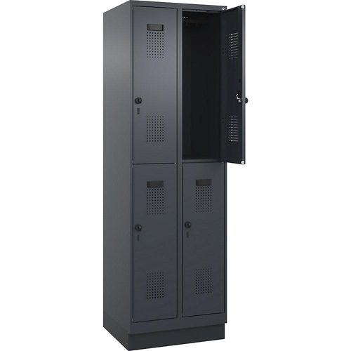 4067521944417 - Doppelstock-Spind Evolo PLUS 2 Abteile grau B 600 mm mit Bodensockel Drehriegel