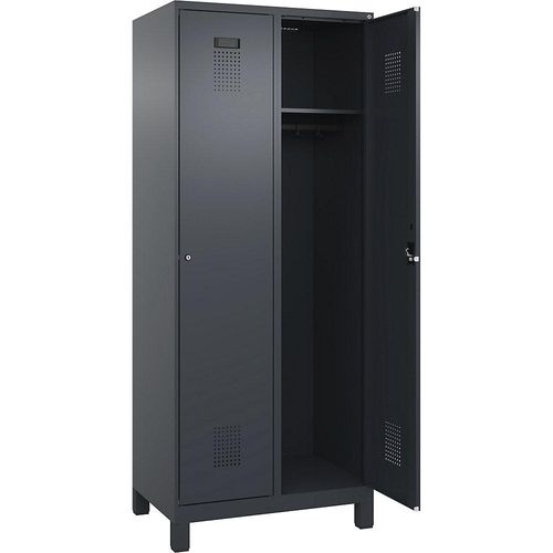 4067521991084 - Spind Evolo PLUS 2 Abteile grau B 800 mm mit breiten Füßen Zylinderschloss