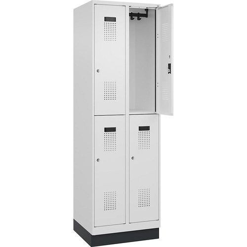 4068192040798 - Doppelstock-Spind Evolo PLUS 2 Abteile verkehrsweiß B 600 mm mit Bodensockel Zylinderschloss 4068192040798 - Doppelstock-Spind Evolo PLUS 2 Abteile verkehrsweiß B 600 mm mit Bodensockel Zylinderschloss