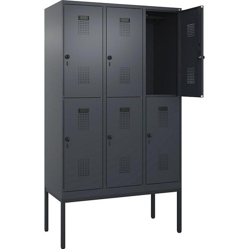 4068192200840 - Doppelstock-Spind Evolo PLUS 3 Abteile grau B 1200 mm mit schmalen Füßen Drehriegel