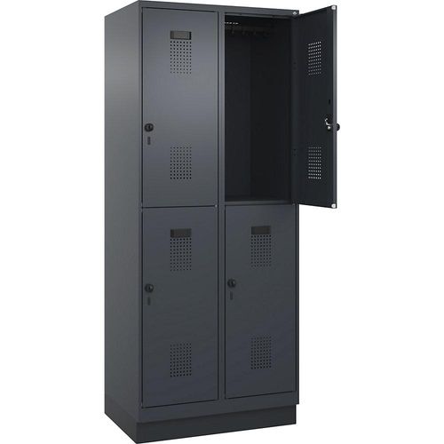 4067521944424 - Doppelstock-Spind Evolo PLUS 2 Abteile grau B 800 mm mit Bodensockel Drehriegel