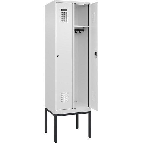 4068192302308 - Spind Evolo PLUS 2 Abteile verkehrsweiß B 600 mm mit schmalen Füßen Zylinderschloss