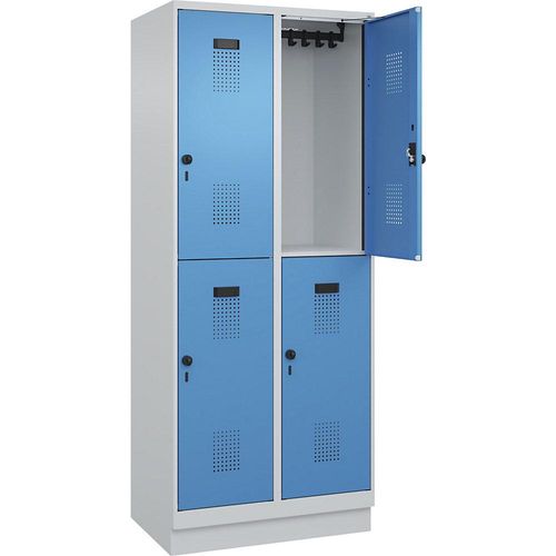 4067521933862 - Doppelstock-Spind Evolo PLUS 2 Abteile lichtgrau   lichtblau B 800 mm mit Bodensockel Drehriegel