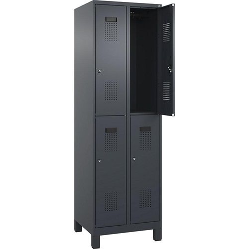 4067521996485 - Doppelstock-Spind Evolo PLUS 2 Abteile grau B 600 mm mit breiten Füßen Zylinderschloss C+P