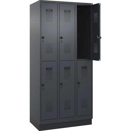 4067521944431 - Doppelstock-Spind Evolo PLUS 3 Abteile grau B 900 mm mit Bodensockel Drehriegel