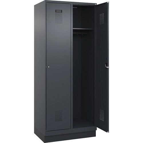 4067521993422 - Spind Evolo PLUS 2 Abteile grau B 800 mm mit Bodensockel Zylinderschloss