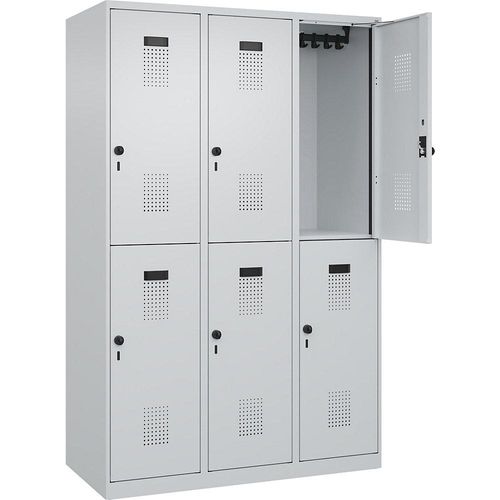 4067521940815 - Doppelstock-Spind Evolo PLUS 3 Abteile lichtgrau B 1200 mm mit Bodengleitern Drehriegel