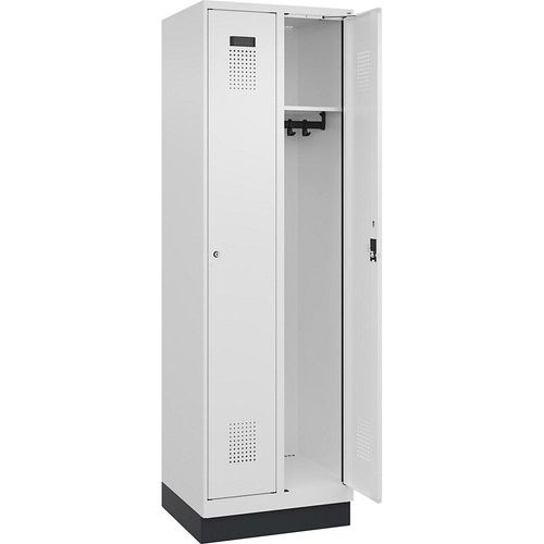 4068192022435 - Spind Evolo PLUS 2 Abteile verkehrsweiß B 600 mm mit Bodensockel Zylinderschloss