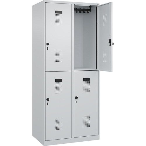 4067521940792 - Doppelstock-Spind Evolo PLUS 2 Abteile lichtgrau B 800 mm mit Bodengleitern Drehriegel