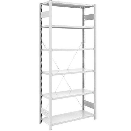 4061753024664 - eurokraft pro Lager-Steckregal RAL 7035 Bauart leicht Regalhöhe 2500 mm Grundregal Breite x Tiefe 1000 x 500 mm