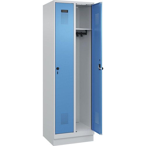 4067521933367 - Spind Evolo PLUS 2 Abteile lichtgrau   lichtblau B 600 mm mit Bodensockel Drehriegel