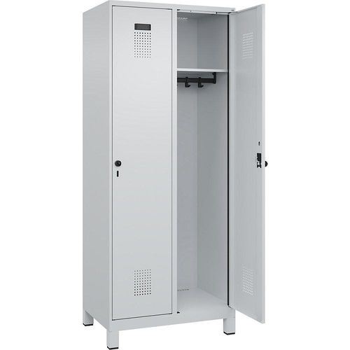 4067521940167 - Spind Evolo PLUS 2 Abteile lichtgrau B 800 mm mit breiten Füßen Drehriegel