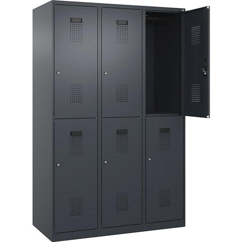 4067521996126 - Doppelstock-Spind Evolo PLUS 3 Abteile grau B 1200 mm mit Bodengleitern Zylinderschloss C+P