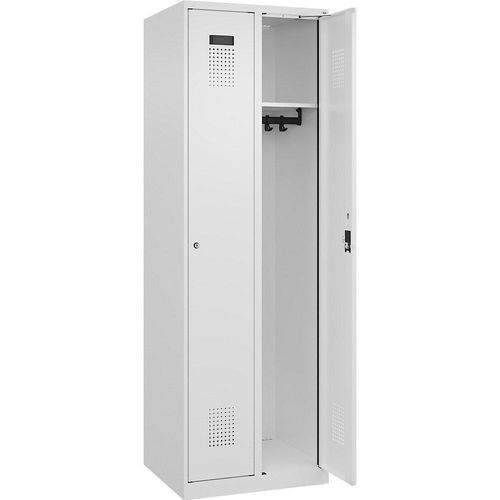 4068192002635 - Spind Evolo PLUS 2 Abteile verkehrsweiß B 600 mm mit Bodengleitern Zylinderschloss