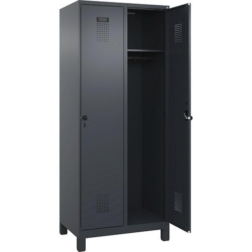 4067521943700 - Spind Evolo PLUS 2 Abteile grau B 800 mm mit breiten Füßen Drehriegel