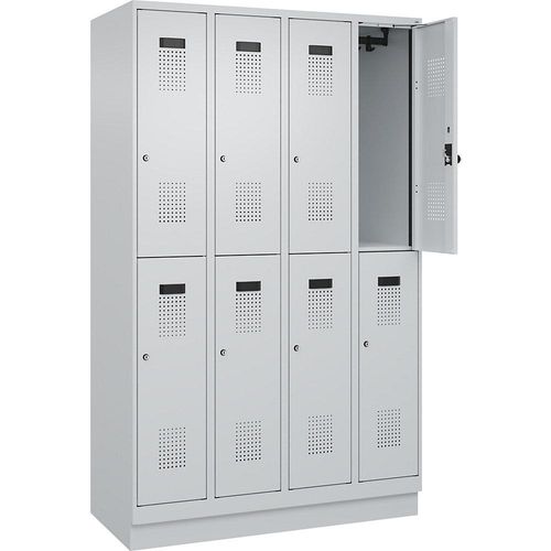 4067521997444 - Doppelstock-Spind Evolo PLUS 4 Abteile lichtgrau B 1200 mm mit Bodensockel Zylinderschloss