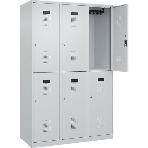 4067521996096 - Doppelstock-Spind Evolo PLUS 3 Abteile lichtgrau B 1200 mm mit Bodengleitern Zylinderschloss