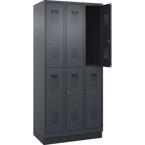 4067521997291 - Doppelstock-Spind Evolo PLUS 3 Abteile grau B 900 mm mit Bodensockel Zylinderschloss