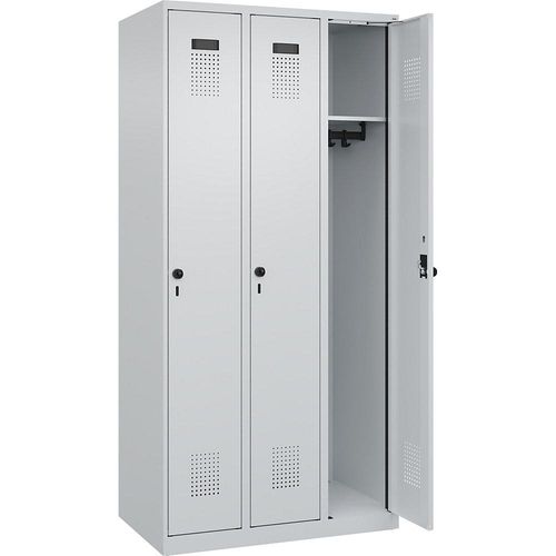 4067521939918 - Kleiderspind Evolo Plus 3 Abteile Anschlag rechts Sicherheits-Drehriegel B 900 x T 500 x H 1850 mm lichtgrau lichtgrau