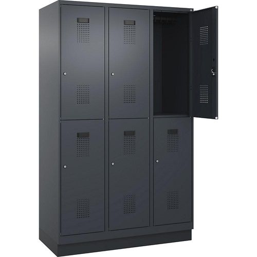 4067521997383 - Doppelstock-Spind Evolo PLUS 3 Abteile grau B 1200 mm mit Bodensockel Zylinderschloss