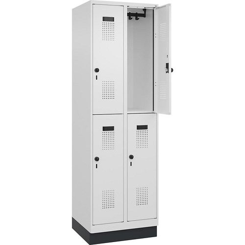 4067521949054 - Doppelstock-Spind Evolo PLUS 2 Abteile verkehrsweiß B 600 mm mit Bodensockel Drehriegel