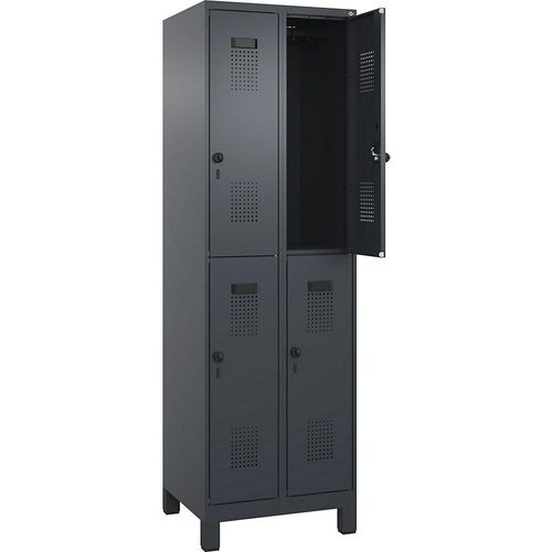 4067521944349 - Doppelstock-Spind Evolo PLUS 2 Abteile grau B 600 mm mit breiten Füßen Drehriegel