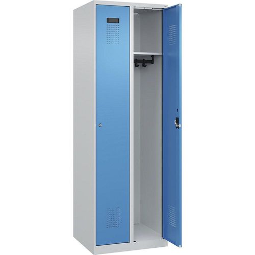 4067521974995 - Kleiderspind Evolo Plus 2 Abteile Anschlag rechts Zylinderschloss Soft-Anschlag B 600 x T 500 x H 1850 mm lichtgrau lichtblau 4067521974995 - Kleiderspind Evolo Plus 2 Abteile Anschlag rechts Zylinderschloss Soft-Anschlag B 600 x T 500 x H 1850 mm lichtgrau lichtblau