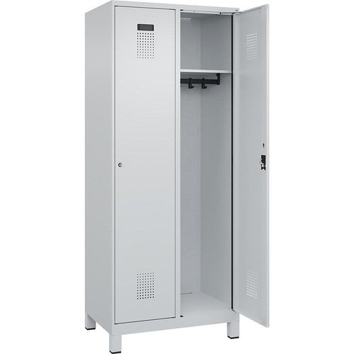 4067521991053 - Spind Evolo PLUS 2 Abteile lichtgrau B 800 mm mit breiten Füßen Zylinderschloss