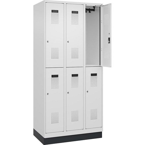 4068192042051 - Doppelstock-Spind Evolo PLUS 3 Abteile verkehrsweiß B 900 mm mit Bodensockel Zylinderschloss 4068192042051 - Doppelstock-Spind Evolo PLUS 3 Abteile verkehrsweiß B 900 mm mit Bodensockel Zylinderschloss