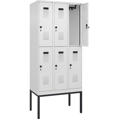 4068192218166 - Doppelstock-Spind Evolo PLUS 3 Abteile verkehrsweiß B 900 mm mit schmalen Füßen Drehriegel