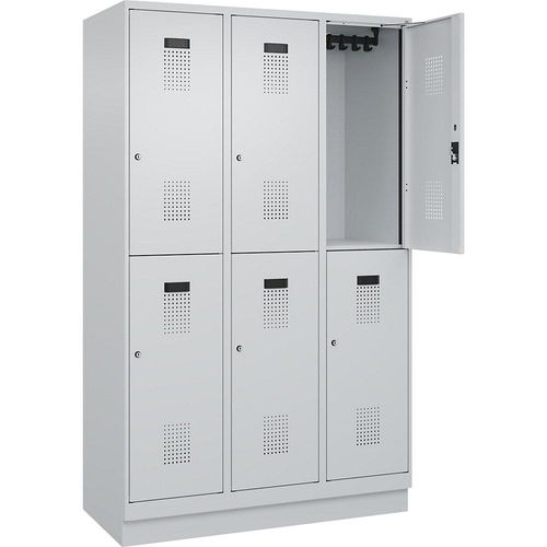 4067521997352 - Doppelstock-Spind Evolo PLUS 3 Abteile lichtgrau B 1200 mm mit Bodensockel Zylinderschloss