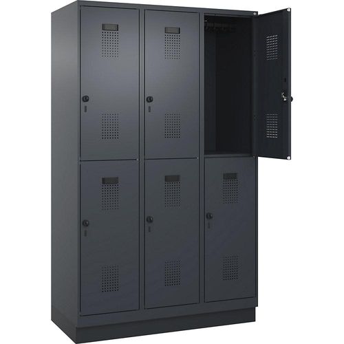 4067521944448 - Doppelstock-Spind Evolo PLUS 3 Abteile grau B 1200 mm mit Bodensockel Drehriegel