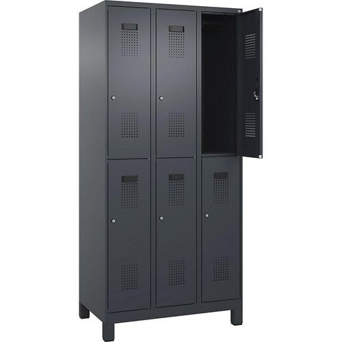 4067521996669 - Doppelstock-Spind Evolo PLUS 3 Abteile grau B 900 mm mit breiten Füßen Zylinderschloss