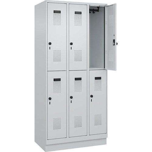 4067521940952 - Doppelstock-Spind Evolo PLUS 3 Abteile lichtgrau B 900 mm mit Bodensockel Drehriegel