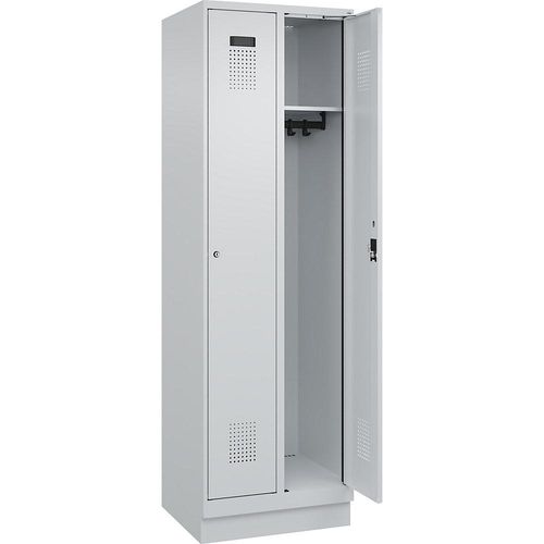 4067521993125 - Spind Evolo PLUS 2 Abteile lichtgrau B 600 mm mit Bodensockel Zylinderschloss