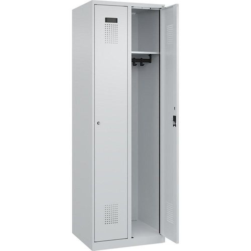 4067521988442 - Kleiderspind Evolo Plus 2 Abteile Anschlag rechts Zylinderschloss Soft-Anschlag B 600 x T 500 x H 1850 mm lichtgrau lichtgrau