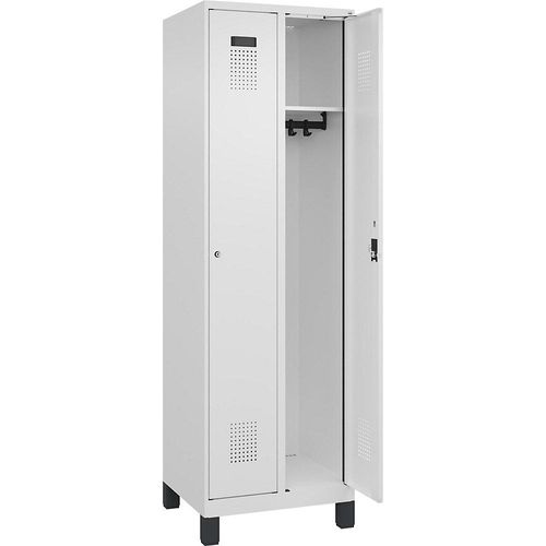 4068192012535 - Spind Evolo PLUS 2 Abteile verkehrsweiß B 600 mm mit breiten Füßen Zylinderschloss